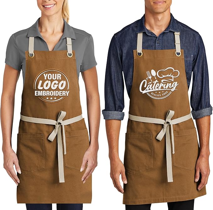 TEEAMORE Custom Embroidered Kitchen Apron Add Your Name Logo Design Cooking Baking Kitchen Chef Apron Gifts