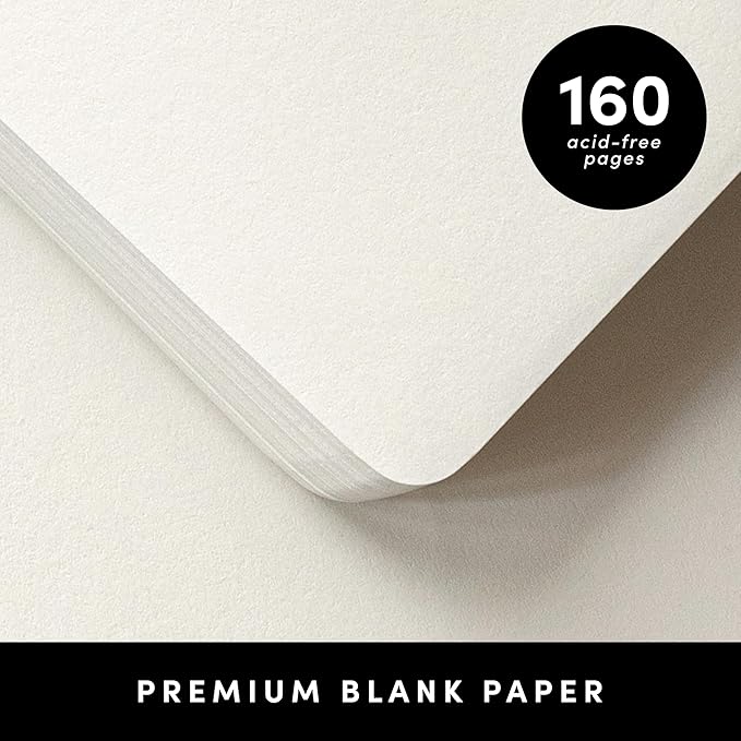 PAPERAGE Blank Journal Notebook, (Burgundy), 160 Pages, Medium 5.6 in x 8 in - 100 GSM Thick Paper – Hardcover Journaling Notebook for Work, School, Note Taking or Sketching