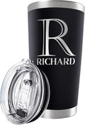 Be Burgundy Personalized Tumbler with Engraved Name - 12 Designs, 20 Oz Coffee Tumbler with Slider Lid, Black - Double Wall Insulated, Personalized Gifts for Him