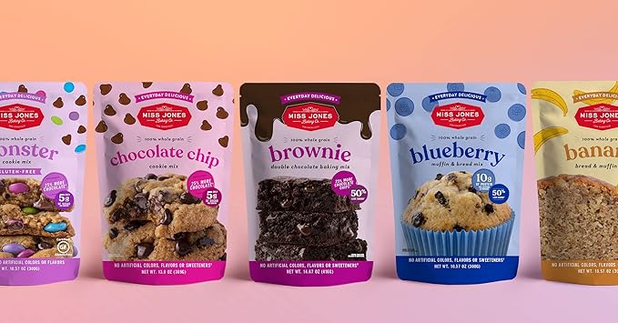 Miss Jones Baking Gluten-Free Monster Cookie Mix - Certified Gluten Free & Made with 100% Oats, Easy To Bake Desserts & Treats, Artificial Colors, 10.57 Ounce (Pack of 1)