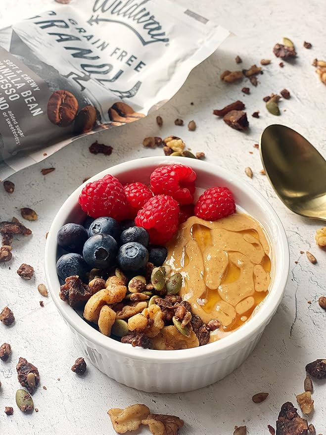 Wildway Keto Granola | Vanilla Bean Espresso | Grain-Free, Certified Gluten-Free Cereal | Vegan, Low Carb | No Sugar Added | Paleo-Friendly | Non-GMO Fruit & Nut Clusters | Nutrient-Rich | 8oz, 3 Pack