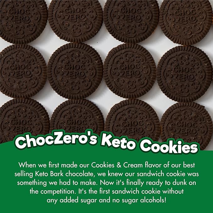 ChocZero Mint Dunkies – Mint Creme Chocolate Sandwich Cookies, Sugar Free, Keto Friendly, Low Net Carb, High Fiber, Gluten Free – 9oz Box
