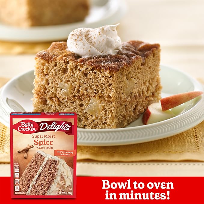 Betty Crocker Delights Super Moist Spice Cake Mix, Holiday Baking, 13.25 oz (Pack of 12)