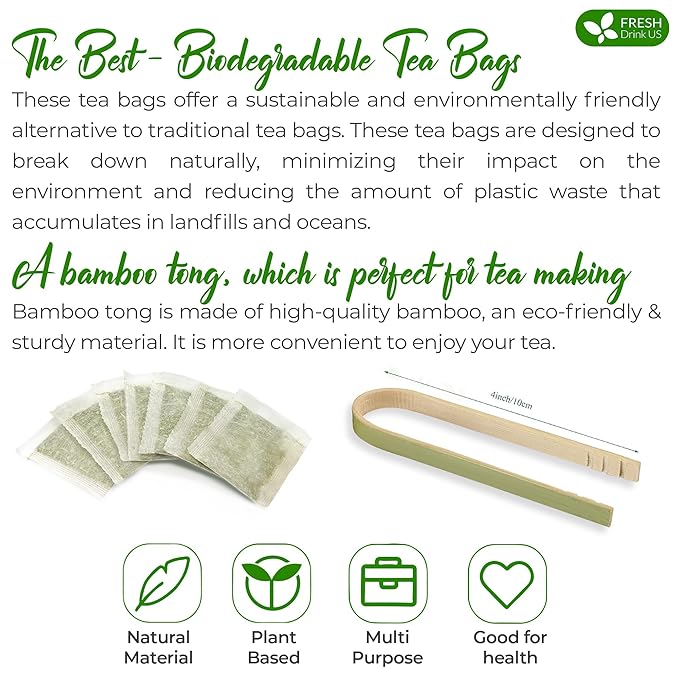 FreshDrinkUS, Premium 25 Mugwort Leaf Tea Bags, 100% Natural and Pure Mugwort Leaves. Loose Leaf Herbal Tea. No Sugar, No Caffeine, No Gluten, Vegan. (25 Tea Bags)