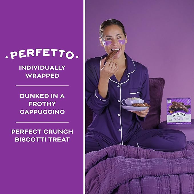 Nonni's Dark Chocolate Almond Biscotti Italian Cookies - 3 Boxes Dark Chocolate Cookies - Biscotti Individually Wrapped Cookies - Italian Biscotti Cookies w/Bittersweet Chocolate & Almonds - 6.88 oz