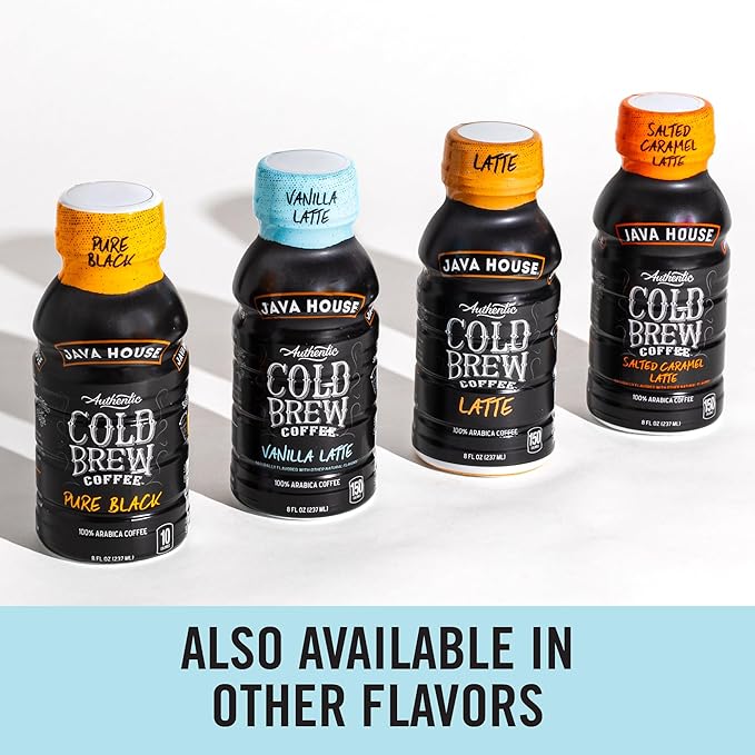 Java House Cold Brew Coffee, 6 Pack of 8oz Bottles, Ready to Drink Instant Cold & Iced Coffee (Vanilla Latte)
