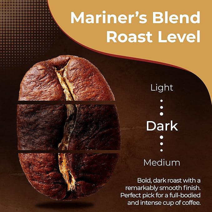 Warpath Coffee Ground Coffee Dark Roast, Mariner's Blend, High Caffeine, Extra Strong Roasted 100% Arabica Coffee Ground Beans, Rich Aroma, Full-Bodied Intense Cup, Created by Navy SEALs, 12oz