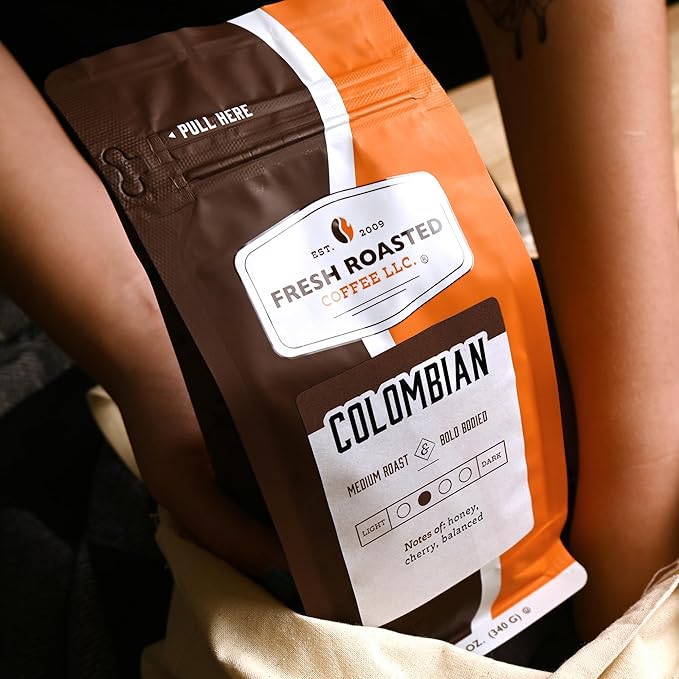 Fresh Roasted Coffee,100% Colombian, 2 lb (32 oz), Medium Roast, Kosher, Whole Bean