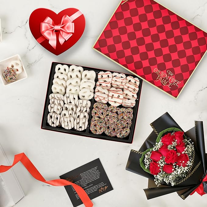 Gluten Free Palace Chocolate Covered Pretzels Gift Basket – Mother’s Day Chocolate Pretzel Gift – Gluten Free Easter Treats – Family, Friends, Corporate, Thank You & Get Well (4 Flavors)