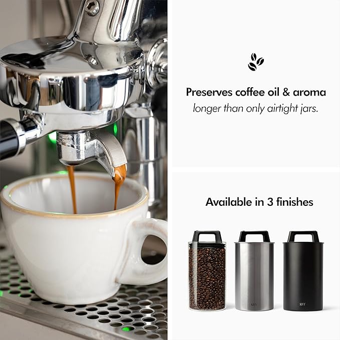 KIVY Vacuum Seal Coffee Canister [AIRTIGHT] - Coffee Canister with Airtight Lid - Airtight Coffee Jar - Air Tight Coffee Container - Vacuum Storage (Glass)