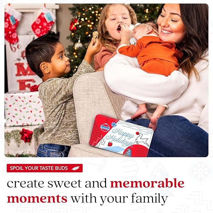 David’s Cookies Winter Wonderland Butter Pecan Meltaway Cookies Tin - Delicious Butter Cookies with Crunchy Pecans - Soft & Melt In Your Mouth Flavorful Cookies, Gourmet Holiday Food Gift Basket 16oz