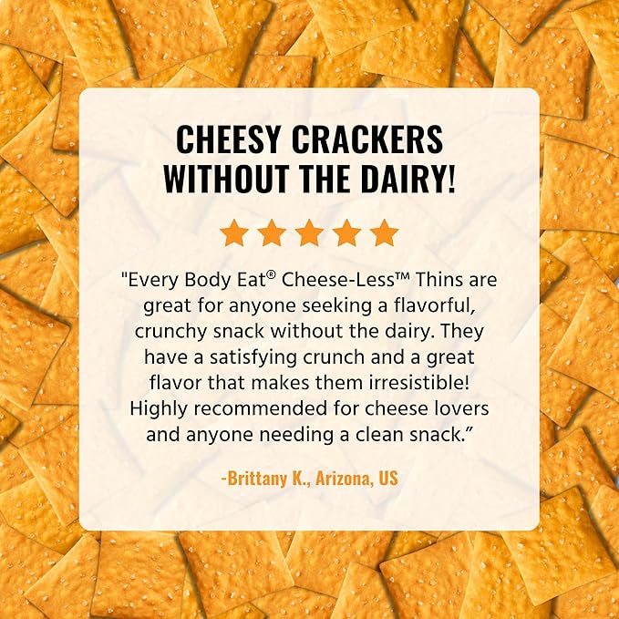 Every Body Eat Snack Thins, Allergen Friendly, Vegan, Gluten Free and Dairy Free (6 Count, Cheese-Less)