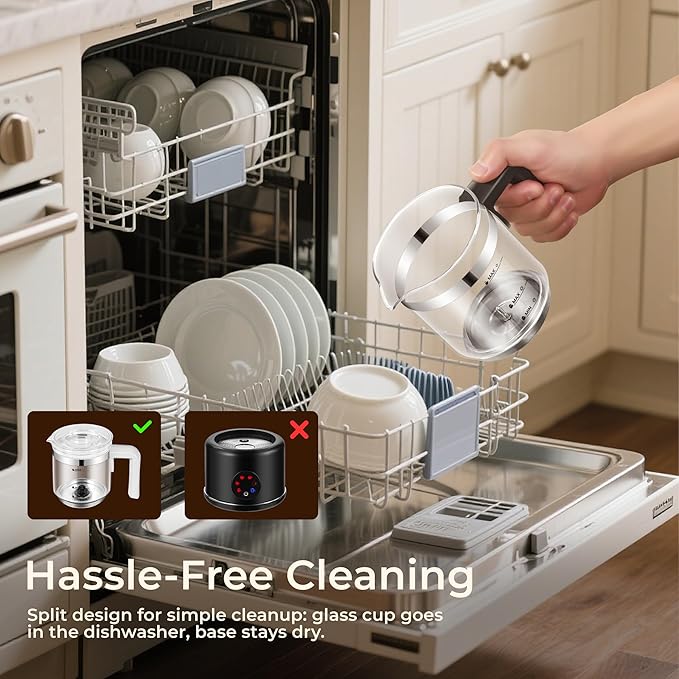 Electric Milk Frother, 6 in 1 Milk Steamer,17oz Automatic Warm and Cold Foam Maker for Coffee,Latte, Cappuccino, Macchiato, Hot Chocolate (Black)
