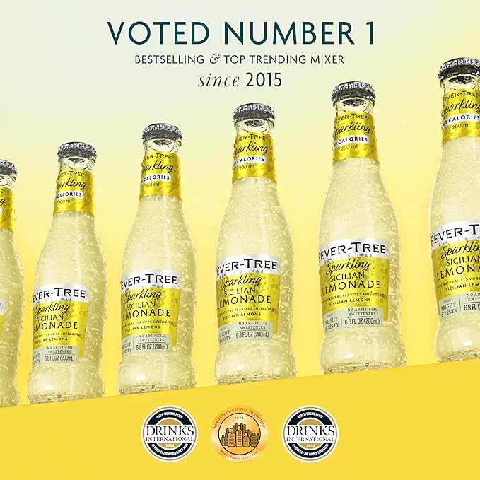Fever-Tree Sparkling Sicilian Lemonade - Premium Quality Mixer - Refreshing Beverage for Cocktails & Mocktails. Naturally Sourced Ingredients, No Artificial Sweeteners or Colors - 6.8 Fl Oz Bottles - Pack of 24
