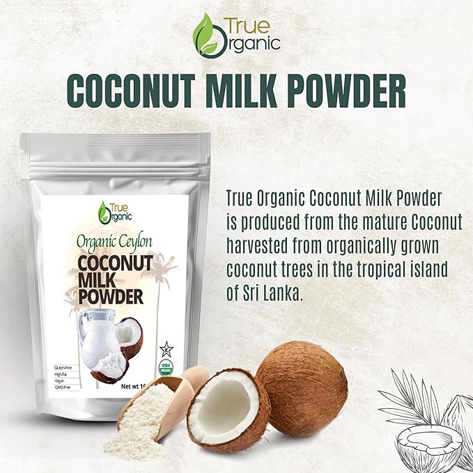 True Organic Coconut Milk Powder, 1 Lb | USDA & Kosher | Plant-Based Creamer for Coffee, Tea & Smoothies | Non-GMO, Gluten-Free | powdered coconut milk
