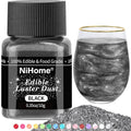 NiHome Edible Food-Grade Glitter Powder Glimmer Luster Dust Metallic Fancy Food Decorating Sprinkle Glimmery Dust for Drink Wine Beverage Cake Bakery Vegan Allergen-Free (Black, 0.35oz/10g)