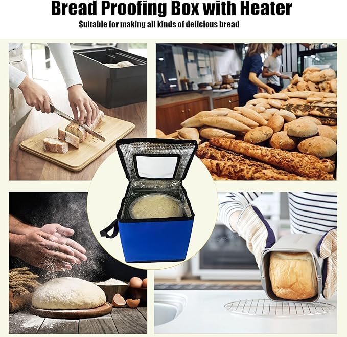 Folding Dough Proofing Box, Sourdough Starter with Temp Control (0-122℉) & 96H Timer, 20L Bread Proofing Box for Sourdough, Pizza, Yogurt, Seed Starting,Blue 10.6 * 10.6 * 10.6inch