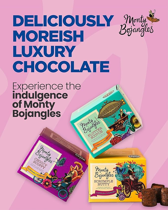 Monty Bojangles Cocoa Dusted Truffles Gift Tower (3 x 3.5oz Boxes) - 3 Flavors of Luxury Chocolate Truffle - The Perfect Chocolate Gift Box Selection