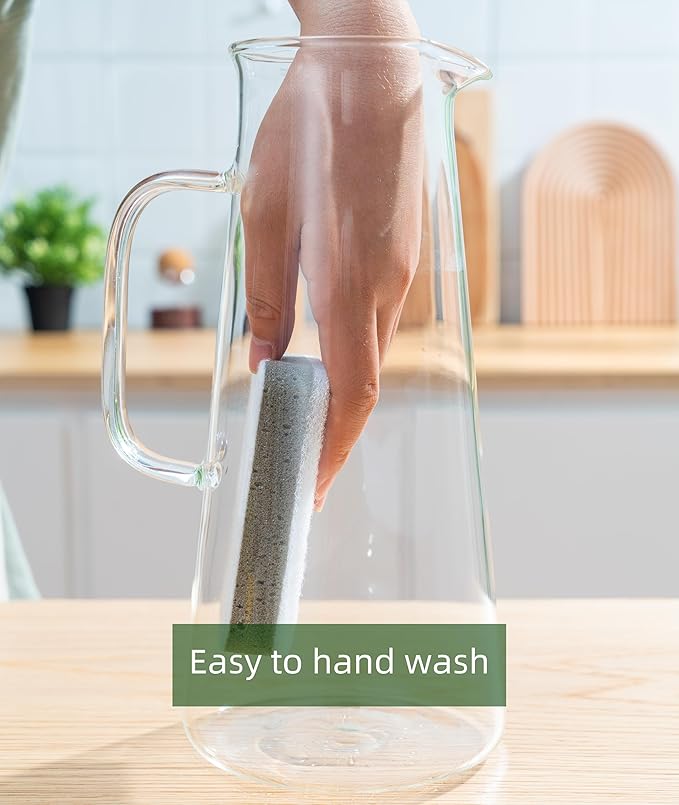 Karafu 68 Oz/2 Liter Pitcher, Glass Pitcher with Lid, Easy Clean and Heat Resistance Borosilicate Glass Jug for Hot or Cold Water, Milk, Ice Tea and Juice Beverage