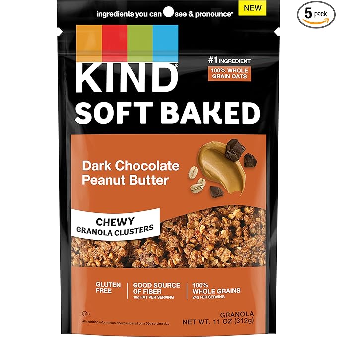 KIND Soft Baked Granola, Dark Chocolate Peanut Butter, 11 oz (Pack of 5)