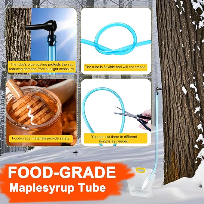 Maple Syrup Tree Tapping Kit with 120ft Reusable Food Grade Tubuing drop Lines extractors, 20 Pcs Maple Sap Taps, Maple Birch Walnut Sugaring Starter Supplies Collection Gift for Experts or Beginners