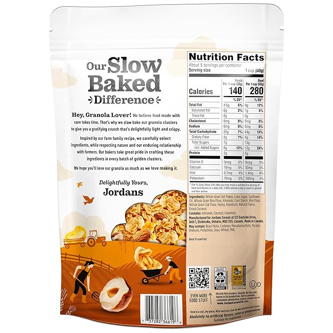 Jordans Slow Baked Granola | Honey Nut Slow-baked Granola with Almonds, Hazelnuts and Honey | No Artificial Flavors, Colors, or Preservatives, 11.4 oz (Pack of 3)