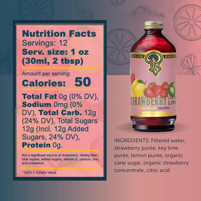 Portland Syrups Strawberry Lemon-Lime 2-Pack, 24 Fl Oz, 2 Pieces, Bottle