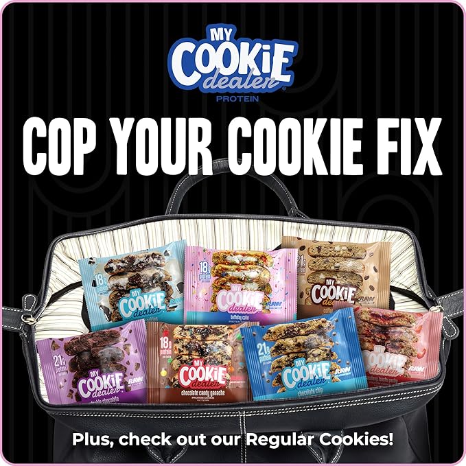 My Cookie Dealer Protein Cookies, Birthday Cake (4oz, Pack of 12) - 18g Protein per Cookie - Individually Wrapped Workout Snacks for On-The-Go Travel