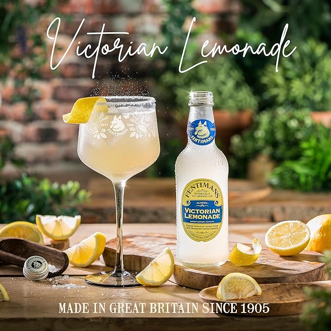Fentimans Sparkling Victorian Lemonade - Lemon Sparkling Water, Great Over Ice or as Mixer, All Natural Ingredients, Craft Soda, Botanically Brewed - 9.3 Fl Oz (Pack of 12)