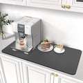 PoYang 31"x17" Coffee Mat X-Large, Coffee Bar Accessories for Countertop, Absorbent Dish Drying Mat, Anti-Slip and Hide Stain Pad for Espresso Machine, Espresso Maker and Kitchen Counter, Gray