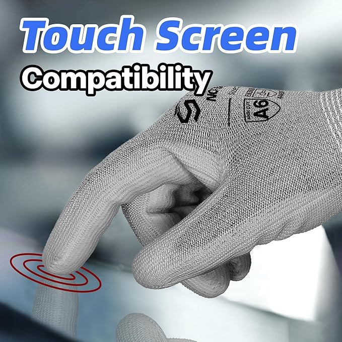 Schwer 3 Pairs Cut Resistant Gloves ANSI A6 Cut Proof Work Gloves, Touchscreen, for Men and Women Used to Woodworking, Glass Cutting, Construction, Cargo Handling, Material Sorting, Car Repair, L