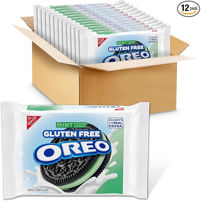 OREO Gluten Free Mint Creme Chocolate Sandwich Cookies, Gluten Free Cookies, 12 - 12.47 oz Packs
