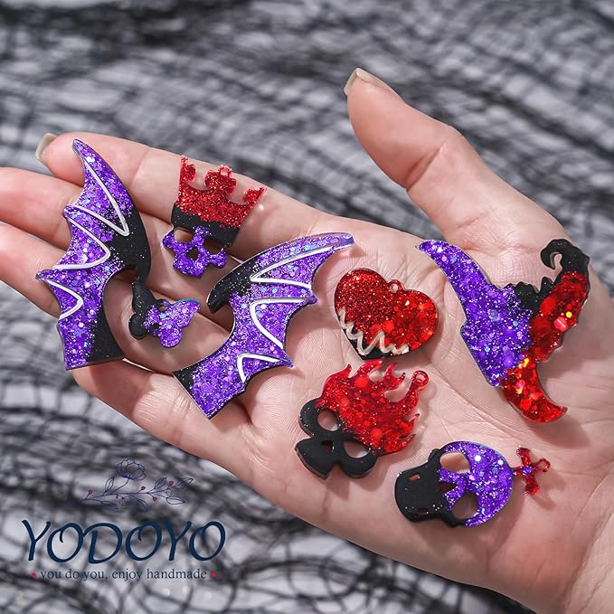 Halloween Resin Earrings Mold 3pcs Resin Jewelry Molds, Various Skull Silicone Molds Wing Hair Clips Mould, DIY Epoxy Ornaments Earring Pendants Necklaces Keychain Making Kit Holiday Gifts