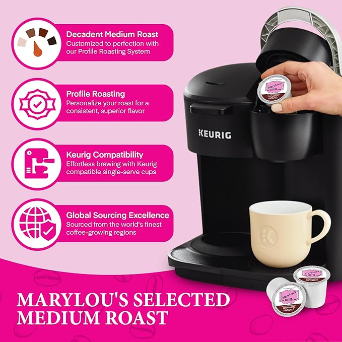 Marylou's Cinnamon Hazelnut Flavored Coffee - Medium Roast Gourmet, 72 Single Serve Cups for Keurig Coffee Maker