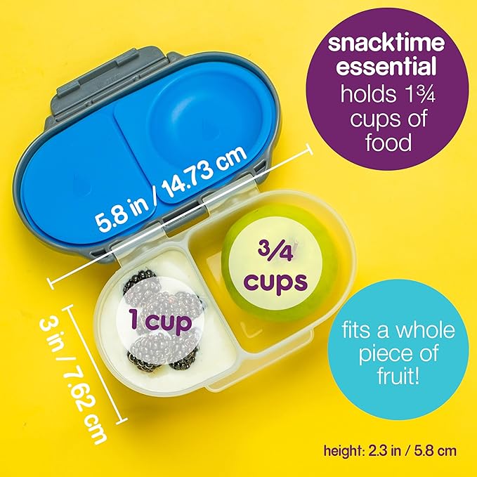 b.box Snack Box for Kids & Toddlers: 2 Compartment Snack Containers, Mini Bento Box, Lunch Box. Leak Proof, BPA free, Dishwasher safe. School Supplies. Ages 4 months+ (Flamingo Fizz, 12oz capacity)