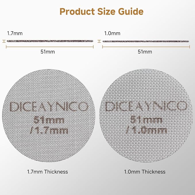 2 Pieces Espresso Puck Screen,Metal Coffee Filter,1.0mm & 1.7mm Thickness 150μm - 316 Stainless Steel,Reusable Barista Espresso Filters for Espresso 51mm Portafilter Filter Basket