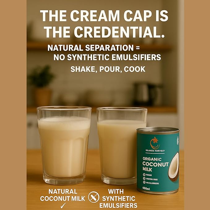 Islands Harvest Organic Coconut Milk (22% Fat) Pack of 3 - Vegan, Kosher, Halal, Non-GMO, USDA Organic - Rich & Sweetly Aromatic Coconut Flavor - Pure No Added Artificial Flavors & Colors. Perfect for Curries, Soups, Sauces, Drinks & Desserts