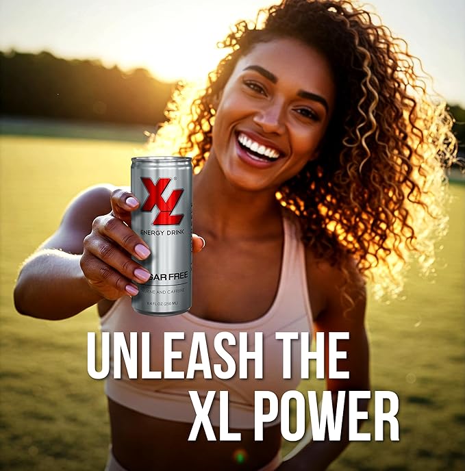 XL Energy Drinks Sugar Free 24 Pack - Sugar Free Energy Drinks with 80mg Caffeine plus Taurine & B Vitamins - Improve Performance with Zero Sugar Energy Drinks, XL Suagr Free Low Calories Drinks & Beverages