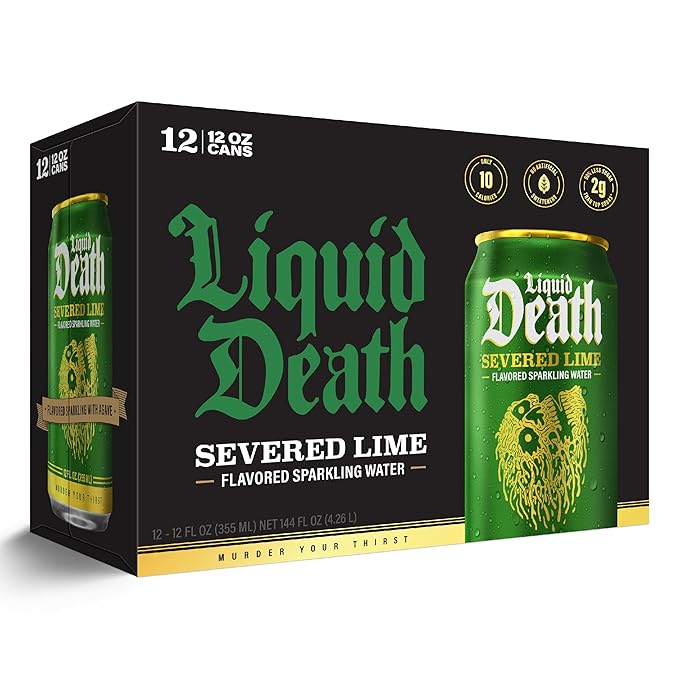 Liquid Death, Severed Lime, Soda-Flavored Sparkling Water, 12-Pack (12oz Cans), Low Sugar, Huge Flavor & No Artificial Sweeteners