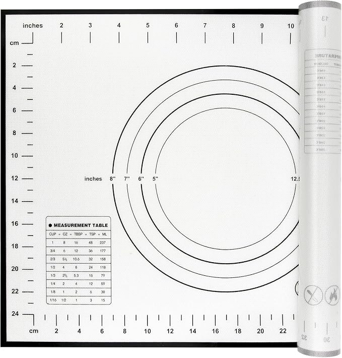 Yansumi Silicone Pastry Mat Extra Large Non-Slip Mat for Rolling Dough Pie Crust and Baking Non-Stick with Measurements (16x12,Black)