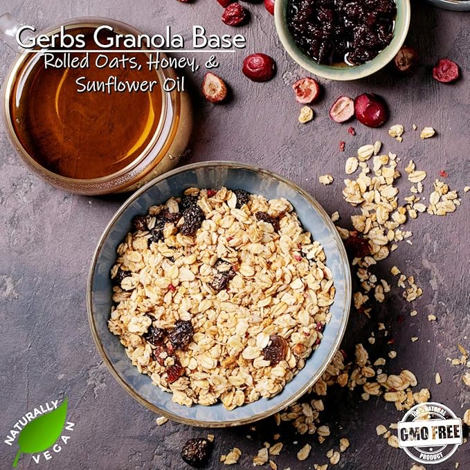 Gerbs Super 5 Fruit Granola, 2 LBS - Top 14 Food Allergy Free & Non GMO - Unsulfured & Keto Safe - Cranberry, Blueberry, Goji Berry, Cherry, Raisin
