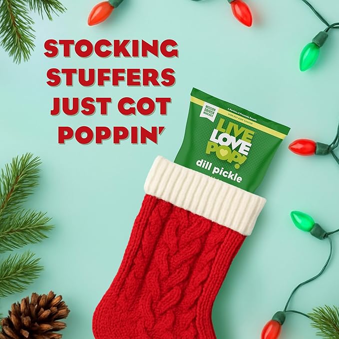 Live Love Pop Dill Pickle Flavored Gourmet Popcorn, 1.0 Oz (Pack of 12), Individual Snack Size Bags, Healthy Snack, Gluten Free, Vegan & Non-GMO, Mission Driven Munchies