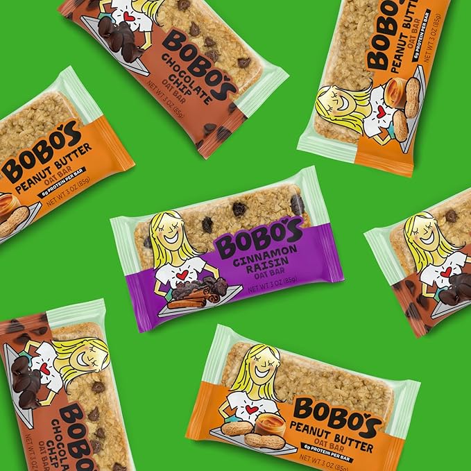 Bobo's Peanut Butter Oat Bars, Gluten Free, Non-GMO, Whole Grain Oats, Pack of 12 | Snack Bars | On-the-Go | Made with Simple Ingredients