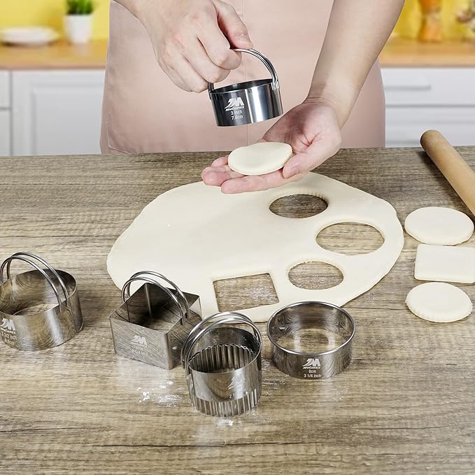 Biscuit Cutter Set for baking 2inch 2.5inch 3inch 3.5inch 4inch 5inch large size Round Cookies Cutter with Handle Professional Baking Dough Tools 6pcs set