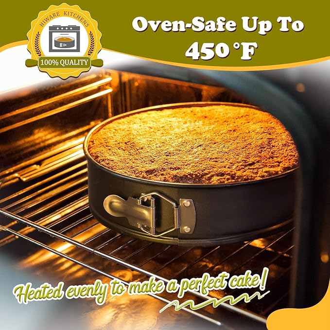 Hiware Springform Pan Set of 3 Non-stick Leakproof Round Cake Pan Set Includes 3 Pieces 6" 8" 10"