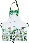 AMOUR INFINI Cotton kitchen Aprons with Adjustable Strap & Waist Ties for Baking Cooking Gardening Spring Apron (Floral Shrubs- 27.5 x 33 Inches)