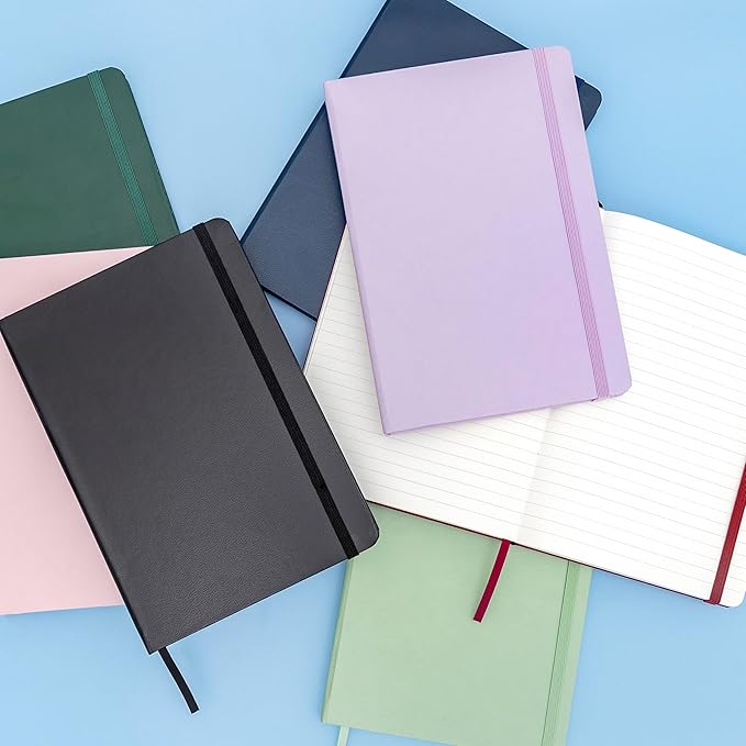 PAPERAGE Lined Journal Notebook, (Light Grey), 160 Pages, Medium 5.6 in x 8 in - 100 GSM Thick Paper – Hardcover Journaling Notebook for Work, School & Note Taking