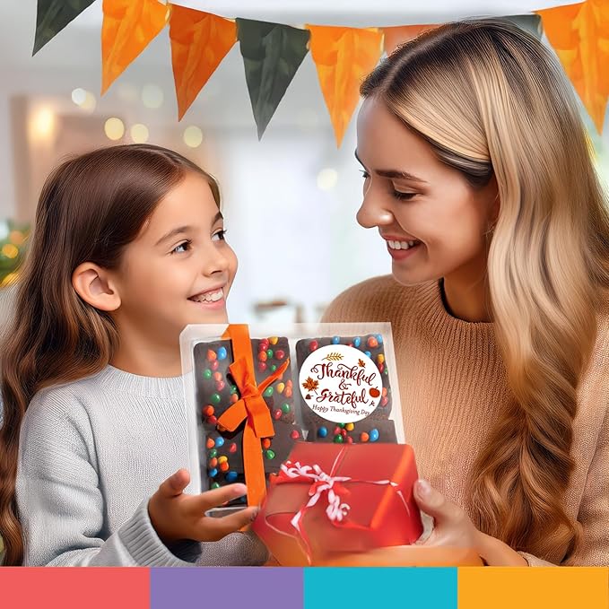Happy Thanksgiving Cookies Brownies Gift Basket Chocolate Cake Food For Men Women Package | Nut Free Treats