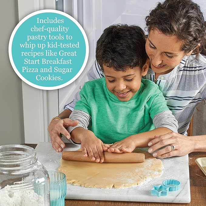MindWare Playful Chef Deluxe Baking Kit - Set Includes 17 Utensils with Color-Coded Measuring Tools & 5 Healthy Recipes – Ages 4 & up