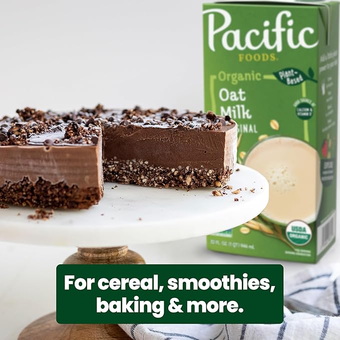 Pacific Foods Original Organic Oat Milk, Plant Based Milk, 32 oz Carton